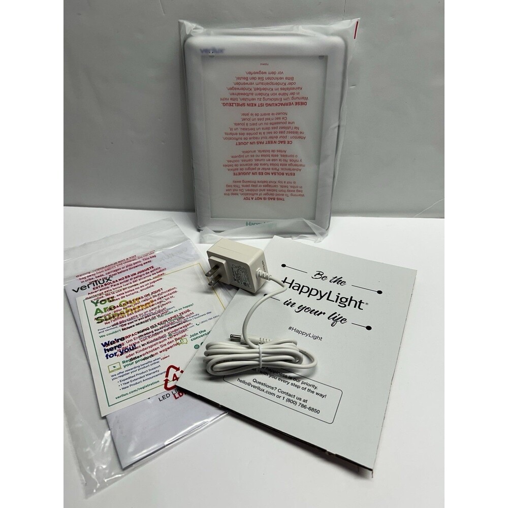 Verilux HappyLight VT22 Portable Light Therapy Lamp White with Stand no box